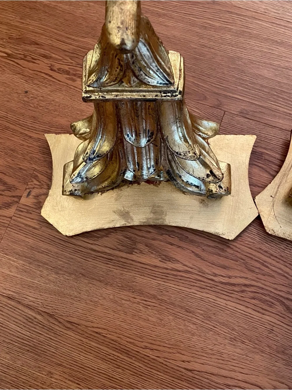 Pair Vntg Gilt Wood Acanthus Leaf Wall Brackets Made In Italy Decorative Crafts